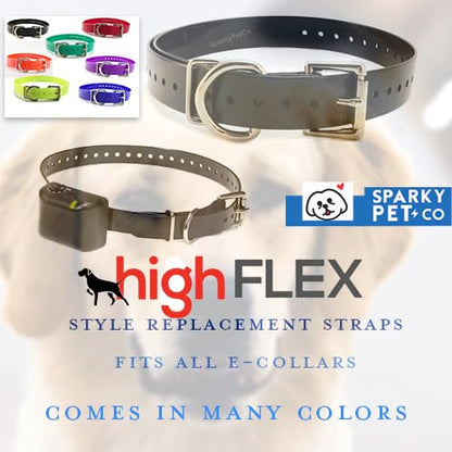 Sparky PetCo 1" Waterproof Biothane Buckle Straps for E Collar Systems (NEON Orange) - color: NEON ORANGE