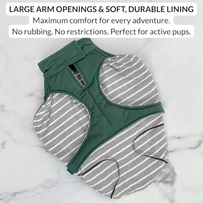 DJANGO Insulated Puffer Dog Jacket with Harness Hole – Warm, Water-Repellent Winter Dog Coat Large Dogs – Adjustable, Reflective Cold Weather Dog Apparel for Fall and Snow – Lafayette Green, X-Large - color: Lafayette Green, size: X-Large