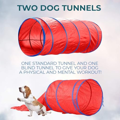 Dog Agility Training Equipment Set, Pet Outdoor Games Starter Kit,Obstacle Course,with Tunnel, Jump, Hurdle, Weave Poles