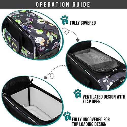 PetAmi Dog Purse Carrier for Small Dogs Cats, TSA Airline Approved Soft-Sided Pet Carrier with Pockets, Ventilated Travel Tote Bag with Bed & Shoulder Strap, Puppy Kitten, Max 12 lbs, Floral Gray - color: Floral Gray