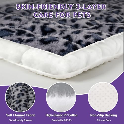 Backseat Dog Bed Mat for Car, Non-Slip Scratch-Resistant Dog Car Seat Cover, Soft Thick Pet Travel Cushion, Washable Back Seat Protector Blanket for Cars SUVs Trucks, 53 x 24 Inches - color: Purple Leopard Pattern