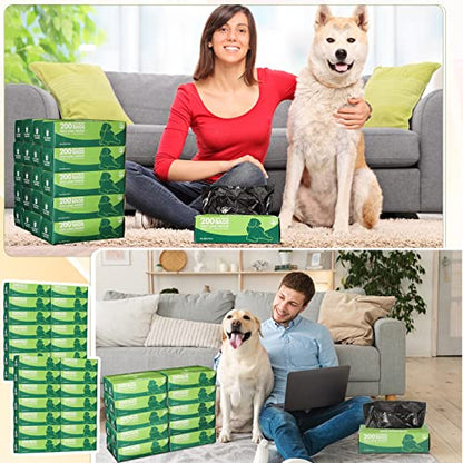 Sherr 20 Boxed Rolls 4000 Counts Dog Poop Bags Bulk Leak Proof Dog Waste Bags Universal Pet Doggy Waste Poop Box for Puppy Pets Outdoor Walking and Travel, 20 Rolls of 200(Black) - color: Black