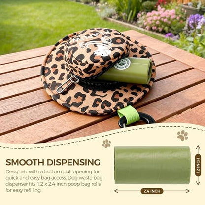 Hat Shaped Dog Poop Bag Holder, Waterproof Clip On Waste Bag Dispenser, Portable Leash Attachment Dog Walking Gear for Small Large Dogs, Leopard Print - color: Leopard print