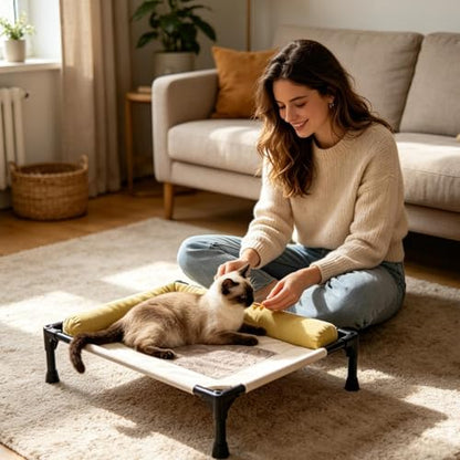 Outdoor Cooling Dog Bed – Elevated Airflow Sleeper Frame, Foldable Puppy Nest Mat, Moisture Resistant Feline Cradle, Lightweight Rest Pad, Anti Heat Nap Station | Animal Cot for Backyard Deck Balcony - color: Green