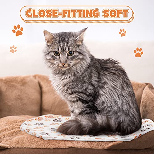 Tegeme 12 Pcs Pet Blankets 23 x 16 Inch Soft Fluffy Fleece Dog Cat Warm Paw Print Pattern Blankets Flannel Throw for Pets Dog Puppy Cat(White) - color: White, size: 23 x 16 Inch