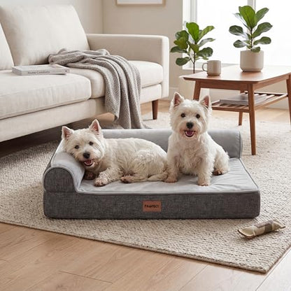 Pawfect Orthopedic Dog Bed for Small, Medium & Large Dogs, Memory Foam Pet Bed with 3 Waterproof Covers, Washable Removable Velvet Cover, Supportive Bolsters, Non-Slip Base (Medium: 32.5"x24.5"x7.5")