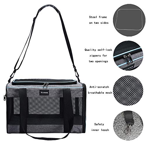 Vceoa 17.5x11x11 Inches Cat, Dog Carrier for Pets Up to 16 Lbs, Soft-Sided Cat Bag Animal Carriers Travel Puppy Carry As a Toy of Fabric Pet Home - size: 17.5"L x 11.0"W x 11.0"H
