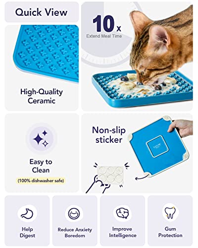 LE TAUCI PET Slow Feeder Dog Bowl, 7.5 Inch Lick Mat for Medium and Large Breed, Anxiety Relief Licking Mat, Puzzle Feeder for Peanut Butter, Treats, Pet Enrichment Toys, Cross Blue - color: Cross Blue
