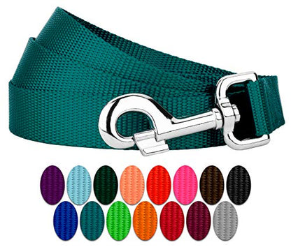 Country Brook Petz - Vibrant 17 Color Selection - Heavyduty Doublehandle Nylon Leash (6 Foot, 3/4 Inch Wide, Teal) - color: Teal