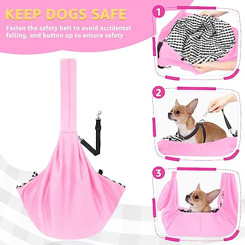 SlowTon Dog Carrier Sling - Thick Padded Shoulder Strap Adjustable Dog Carriers for Small Dogs, Puppy Carrier Purse for Pet Cat with Front Zipper Pocket Safety Belt Machine Washable (Light Pink, M) - color: G-Pink Knitted Fabric