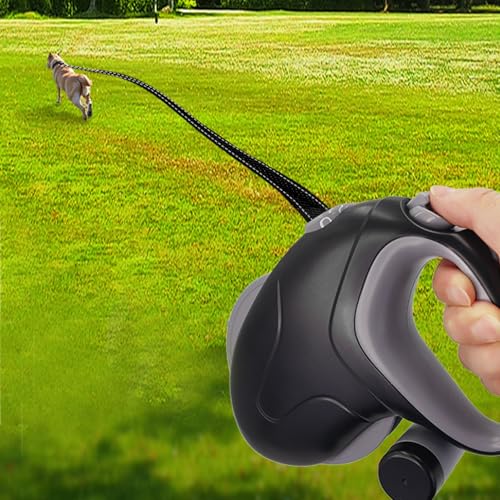 VBESTLIFE Retractable Dog Leash, 33Ft Heavy Duty Pet Walking Leash with 360 Anti Winding and Responsive Brake Systems, for Large Dogs up to 110lbs (Black 10M Reflective Wire)