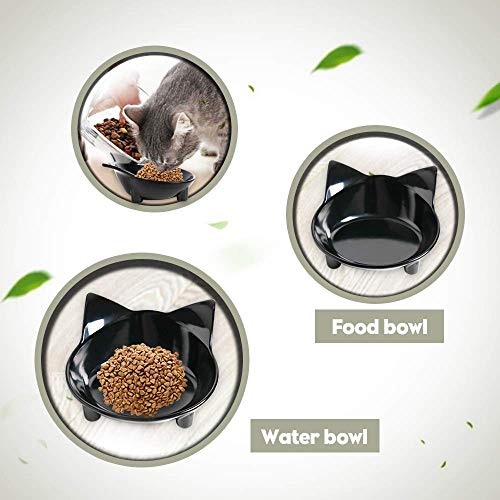 Dog Food Bowl & Cat Bowl – Non-Slip, Wide, Shallow Pet Dish for Whisker Fatigue Relief, Safe Food-Grade for Puppies & Rabbits - color: 3Black+Grey+White