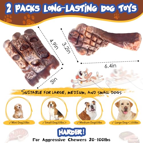 Fuufome Dog Chew Toys for Aggressive Chewers：2 Pack Indestructible Dog Toy for Large Breed- Tough Nylon Teething Bone Toy to Keep Them Busy - color: Grilled color