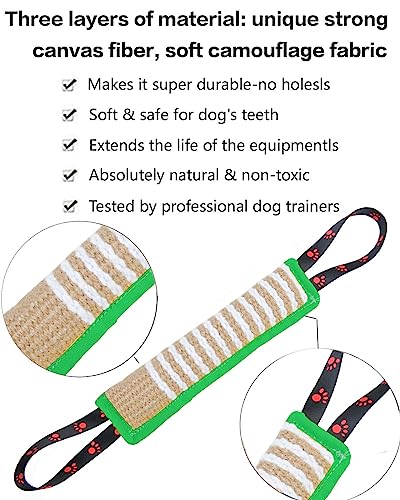 Clysoru Dog Tug Toy Tough Jute Bite Pillow Lasting Training Equipment Puppy to Large Dogs Interactive for Large and Small - color: green footprint