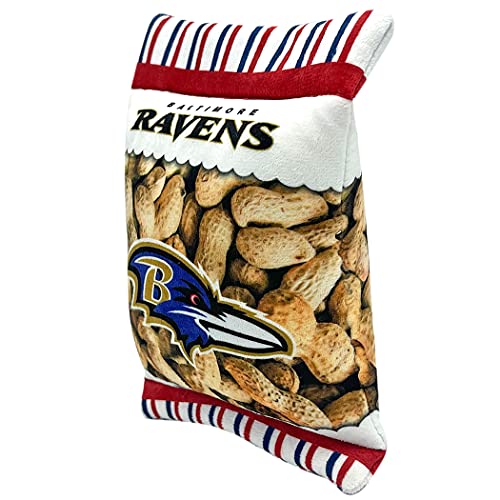 NFL Baltimore Ravens Crinkle FINE Plush Dog & CAT Squeak Toy - Cutest Stadium Peanuts Snack Plush Toy for Dogs & Cats with Inner Squeaker & Beautiful Baseball Team Name/Logo - color: Baltimore Ravens, style: STADIUM PEANUTS SNACK