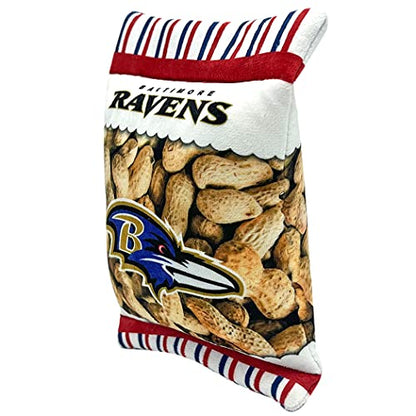 NFL Baltimore Ravens Crinkle FINE Plush Dog & CAT Squeak Toy - Cutest Stadium Peanuts Snack Plush Toy for Dogs & Cats with Inner Squeaker & Beautiful Baseball Team Name/Logo - color: Baltimore Ravens, style: STADIUM PEANUTS SNACK