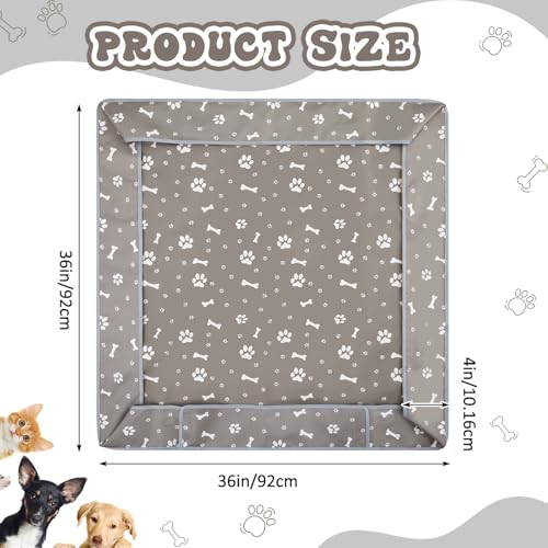 Marsui Dog Playpen Bottom Pad Fits for 36 Inch 4 Panels Pet Exercise Mat Puppy Crate Pad Reusable Washable Pet Training Pee Mat Hoop and Loop Design, Playpen Not Included (Grey) - color: Grey, style: Dog Paw Bone Print