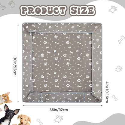 Marsui Dog Playpen Bottom Pad Fits for 36 Inch 4 Panels Pet Exercise Mat Puppy Crate Pad Reusable Washable Pet Training Pee Mat Hoop and Loop Design, Playpen Not Included (Grey) - color: Grey, style: Dog Paw Bone Print