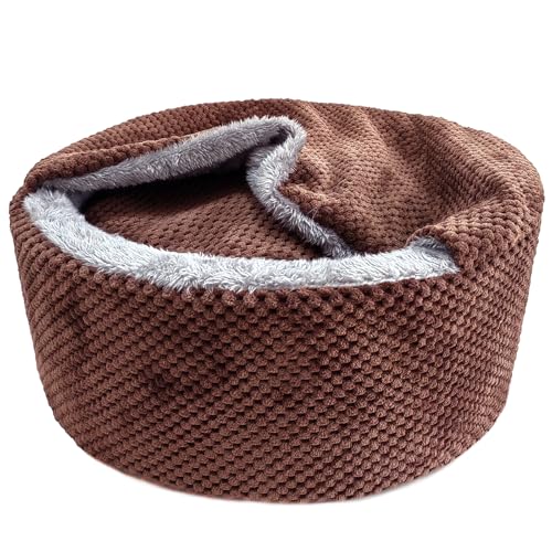 Winsterch Large Cat Cave - Soft, Enclosed & Washable for Indoor/Outdoor Cats & Kittens, Anti-Slip Bottom, Calming, Covered Bed (Coffee, 16.5 x 16.5 x 7.48 in) - color: Coffee, size: Medium