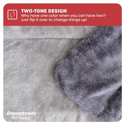 Downtown Pet Supply Medium Fleece Dog Crate Mat, Charcoal/Silver, 29 in x 20 in - color: Charcoal/Silver, size: Medium