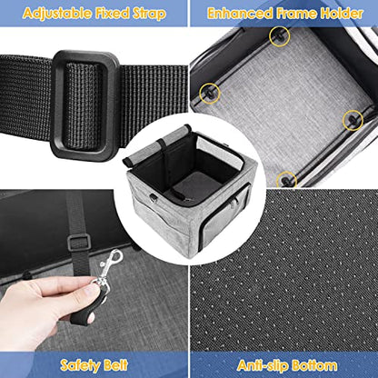 SlowTon Dog Booster Car Seat, Reinforce Metal Frame Safe Pet Car Seat with Seatbelt & Waterproof Pee Pad & Top Cover | Portable Collapsible Puppy Carrier Bag | for Small Medium Dogs Cats up to 15lbs