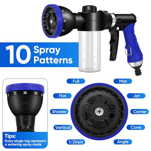 Pet Bathing Sprayer Kit,10 Spray Patterns, Adjustable Hose Wash Sprayer with 4 to 8 Bars Foam Blaster,Suitable for Pet Washing, Car Cleaning and Garden Use with 1/2” Quick Connector - style: Pet Bathing Sprayer Kit