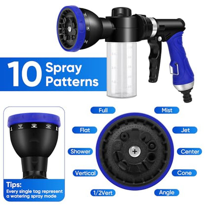 Pet Bathing Sprayer Kit,10 Spray Patterns, Adjustable Hose Wash Sprayer with 4 to 8 Bars Foam Blaster,Suitable for Pet Washing, Car Cleaning and Garden Use with 1/2” Quick Connector - style: Pet Bathing Sprayer Kit