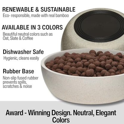 Loving Pets - Dolce Bamboo - Eco-Friendly Pet Bowls & Dishes for Dog, Cats, Puppy Food and Water Bowl -Sustainable and Dishwasher Safe, Made with Real Bamboo (Small, Oat-Beige) - color: Oat Beige, size: Small Bowl