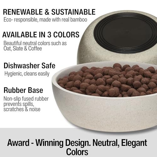 Loving Pets - Dolce Bamboo - Eco-Friendly Pet Bowls & Dishes for Dog, Cats, Puppy Food and Water Bowl -Sustainable and Dishwasher Safe, Made with Real Bamboo (Large, Oat-Beige) - color: Oat Beige, size: Large Bowl