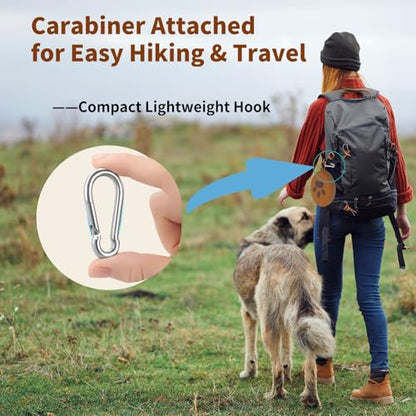 Collapsible Dog Bowl 2-in-1 Travel Portable Silicone Carabiner,Brown | food & water use, folds flat, compact storage, camping, hiking, everyday walks, carabiner clip included - color: A-Brown