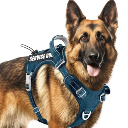 BARKBAY Service Dog Vest Tactical Dog Harness Medium Large Sized Dog No Pull Adjustable Dog Harness Reflective K9 Working Training Easy Control Military Molle System(Legion Blue,XL) - color: Legion Blue, size: X-Large