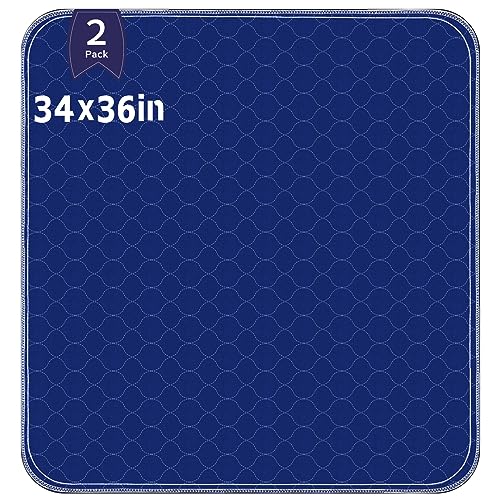 Alsunny® Incontinence Bed Pads 34x36 Inch (2pack),Hide Stains Pads for Beds for Incontinence Adults,Waterproof Bed Pads Washable,Waterproof Mattress Pad, Slip Resistant Bed Pads for Kids,Toddlers,Pet - size: 34x36 Inch(2 Pack)