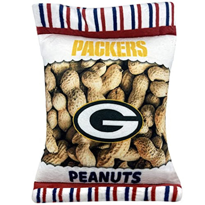 NFL Green Bay Packers Crinkle FINE Plush Dog & CAT Squeak Toy - Cutest Stadium Peanuts Snack Plush Toy for Dogs & Cats with Inner Squeaker & Beautiful Baseball Team Name/Logo - color: Green Bay Packers, style: STADIUM PEANUTS SNACK