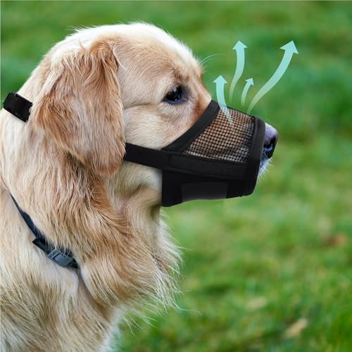Evollax Extra Large Dog Muzzle - Air Mesh XL Dog Muzzle to Stop Biting, Barking and Chewing