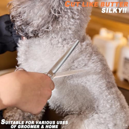 High-end Professional Dog Grooming Thinning Scissors Teeth Cutting Blending Shears Pet Texturizing Shears 7.5 Inch Extremely Very Sharp Stainless Steel Alloy For Cat Other Animals Groomer - style: 7.5inch Tiny Teeth Thinning