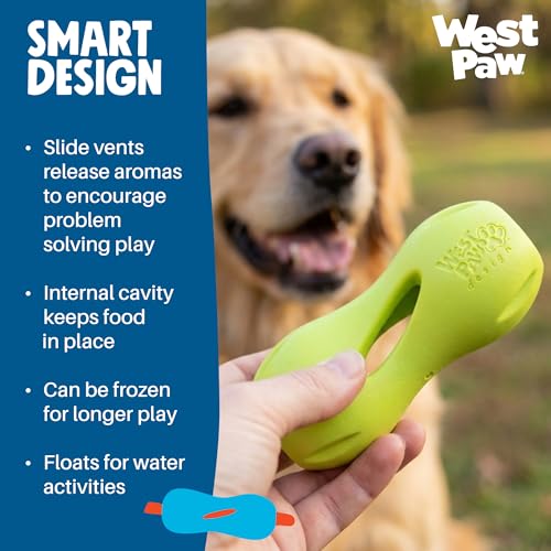 West Paw Zogoflex Qwizl Interactive Treat Dispensing Dog Puzzle Treat Toy for Dogs, Granny Smith, Large - color: Granny Smith, size: Large