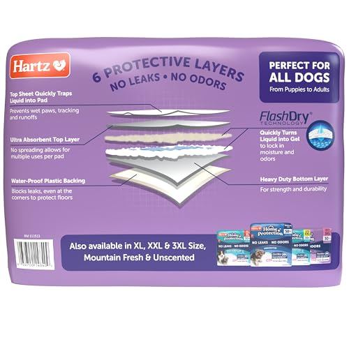Hartz Home Protection Super Absorbent Odor Eliminating Lavender Scented No Leaks Dog Pads, 100 Count - size: 21 x 21 (100 count)