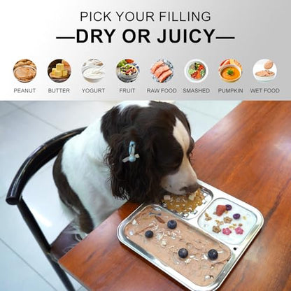 Kactoily 2-Pack Stainless Steel Lick Mat for Dogs and Cats, Large Slow Feeding Licking Pad with 46 Suction Cups, Peanut Butter Licking Pad for Boredom Reducer and Anxiety Relief - size: Large (2-Pack)