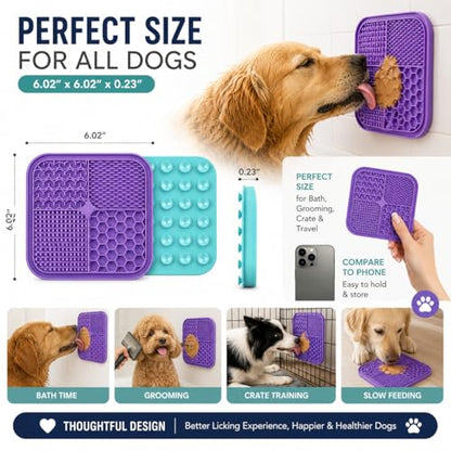 Dog Lick Mat with Suction Cups, Silicone Slow Feeder for Dogs & Cats, Anxiety Relief Lick Pad, Peanut Butter Mat for Bathing, Grooming, Nail Trimming & Training (1Pack Pink) - color: Pink