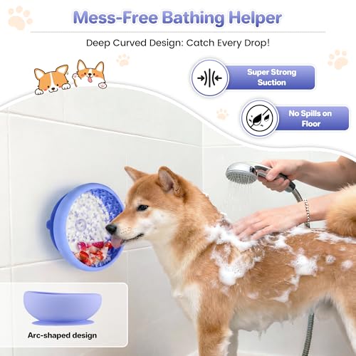 Dog Lick Bowl Slow Feeder with Slanted Anti-Spill Design, Extra-Thick Bite-Resistant Rim, Strong Suction Base, Freezer Safe for Frozen Treats — A Cleaner Alternative to Lick Mats for Dogs (Light Blue) - color: Light Blue