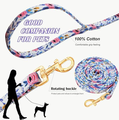 OaaXbbECco No Pull Floral Pattern Puppy Harness,Soft Adjustable Dog Harness Vest and Dog Leash Set No Choke Escape Proof (Blue Rose, XS) - color: Blue Rose, size: XS