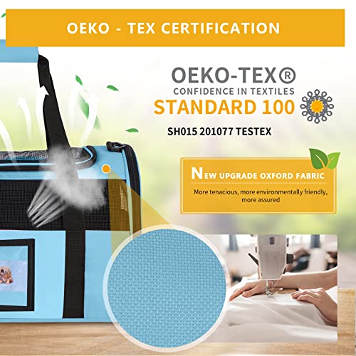 Cat Carrier Dog Carriers Airline Approved for Small Dogs, Kitten, Carriers for Small Medium Cats Under 15lb, Collapsible Soft Sided TSA Approved Pet Travel Carrier-Blue - color: Blue