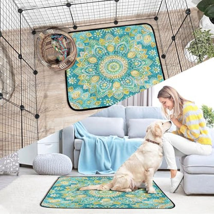 Qilmy Mandala Pet Mat, Waterproof Reusable Dog Training Pad Anti-Slip Pet Creat Pad for Small Medium Large Dogs and Cats - size: Smallx3