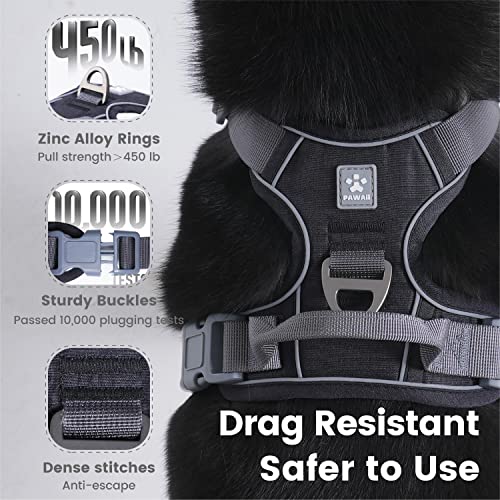 Pawaii No Pull Dog Harness with Pet ID Tag,Reflective Strips No Choke Front O Ring Breathable Mesh Adjustable Soft Padded Pet Vest with Easy Control Handle for Large Dogs | Built for safer walks with a QR Pet ID Tag, front no pull clip, reflective trim, c
