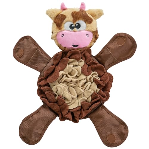 Outward Hound by Nina Ottosson Snuffle Palz Plush Snuffle Mat Dog Treat Puzzle, Non-Slip, Brown, Cow, Large - color: Snuffle Palz Cow