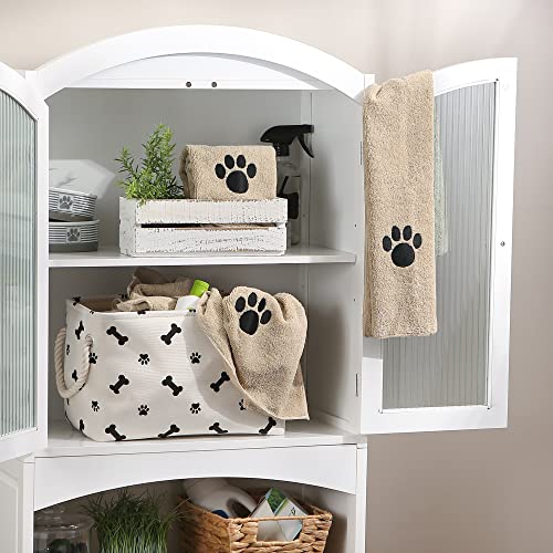 Bone Dry Pet Grooming Towel Collection Absorbent Microfiber Drying Set, 15x30", Embroidered Taupe, 3 Count - color: Taupe, size: 15x30"