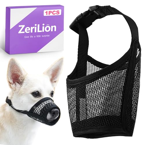 Small Dog Muzzle, Soft Mesh Mouth Cover for Biting, Chewing & Barking, Breathable Muzzle for Grooming, Allows Panting & Drinking - Bozal para Perros Pequeños(XS, Black)