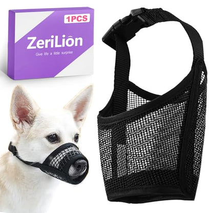 Small Dog Muzzle, Soft Mesh Mouth Cover for Biting, Chewing & Barking, Breathable Muzzle for Grooming, Allows Panting & Drinking - Bozal para Perros Pequeños(XS, Black)