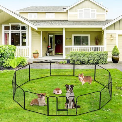 FDW Dog Playpen Dog Pen Dog Kennel 12 Panels 24 Inch Height Indoor Outdoor Folding Metal Portable Puppy Exercise Pen Heavy Duty Dog Fence for Yard Camping,Black - style: 12 Panels