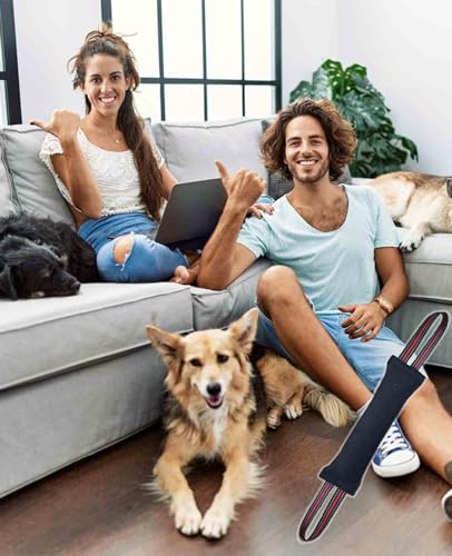 Clysoru Tug Toy for Dogs Tug of War Dog Toy with 2 Strong Red Band Handles Lasting Training Equipment Puppy to Large Dogs Interactive Toy Best for Tug of War Pull Indestructible Rope Toys (Dark) - color: dark